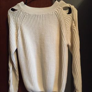 White Sweater with Cris Cross Arms